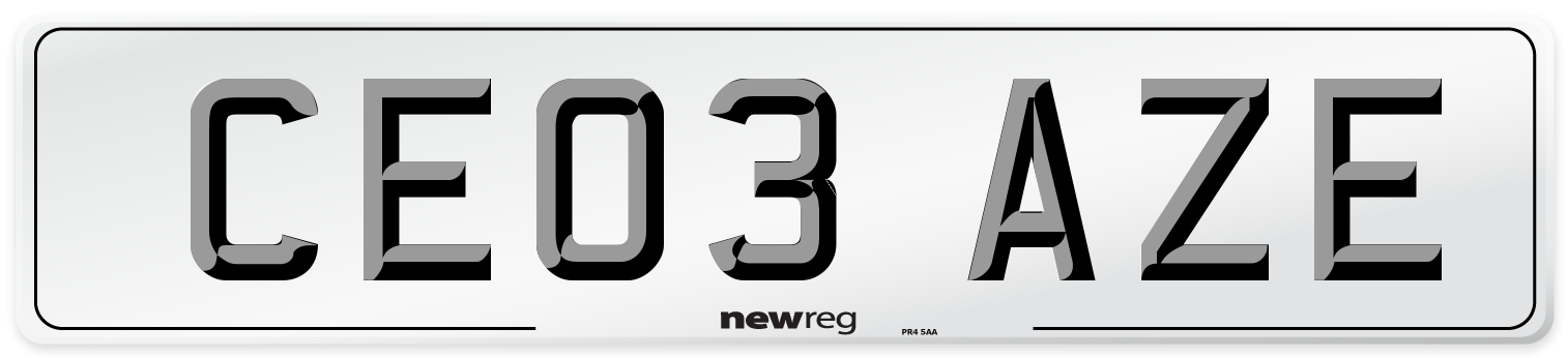CE03 AZE Number Plate from New Reg